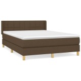 Cumpara ieftin Pat continental cu saltea, maro inchis, 140x200 cm, textil