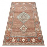 Covor de lana SOHO 477.11.LA000 OSTA - Boho, cadru, natural teracotă / gri, 240x340 cm