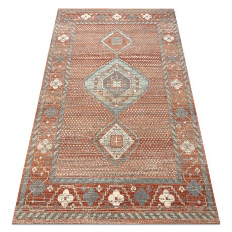 Covor de lana SOHO 477.11.LA000 OSTA - Boho, cadru, natural teracotă / gri, 240x340 cm