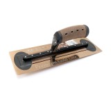 Gletiera inox, intarita, Premium Gold, Medium Flex, 30.5x12 cm x 0.4 mm, maner piele Alcantara, Olejnik