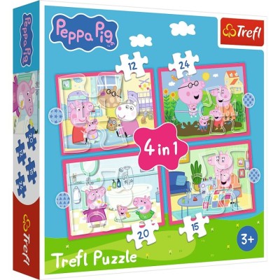 PUZZLE TREFL 4IN1 PEPPA PIG IUBESTE AVENTURILE foto