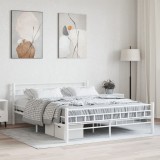 Cumpara ieftin Cadru de pat, alb, 160 x 200 cm, metal