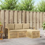 vidaXL Set de canapele de exterior cu pernă 4 pcs Alb și Bej Poliester 3391648