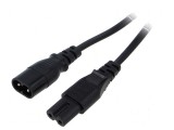 Cablu IEC C7 mamă - IEC C8 tată, 2x0,75mm2, 3m, negru, 2,5A