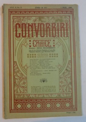 CONVORBIRI CRITICE , ANUL II , NR.9 , 1 MAIU 1908 foto