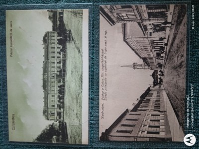 Regalitate Romania, grup doua carti postale Caransebesul Vechi, STRADA PRINCIPALA si Pavilionul ofiteresc foto