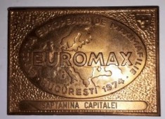 Placheta AFR Expozitia Europeana Maximafilie Bucure?ti 1974 Saptamana Capitalei foto