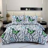 Cumpara ieftin Lenjerie De Pat Cocolino Venoma, Microfibra Plusata, 4 Piese, Cu Elastic, Alb, Imprimeu