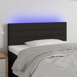 VidaXL Tăblie de pat cu LED, negru, 90x5x78/88 cm, textil