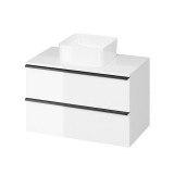 Mobilier suspendat Cersanit, Virgo 80, cu manere negre, pentru lavoar pe blat, alb