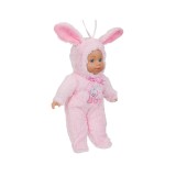 Papusa Bebelus cu imbracaminte Iepuras, 34 cm, Roz, ATU-085099, Plastic, Oem