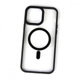 Husa magsafe pentru apple iphone 12/ 12 pro, full cover, frosted acrylic color big hole, magnetica, incarcare wireless, flippy, negru