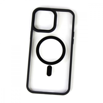 Husa magsafe pentru apple iphone 12/ 12 pro, full cover, frosted acrylic color big hole, magnetica, incarcare wireless, flippy, negru foto