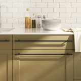 vidaXL M&acirc;nere de dulap, 5 buc., negru, 480 mm, oțel inoxidabil