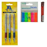 Set 3 creioane mecanice cu radiera, XL, corp metalic cu mine 05 HB+ Stick Index Color