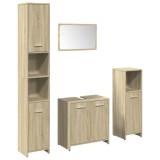 Cumpara ieftin Set mobilier de baie, 4 piese, stejar sonoma, lemn prelucrat