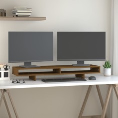 vidaXL Suport pentru monitor, maro miere, 100x27x14 cm, lemn masiv pin 814007