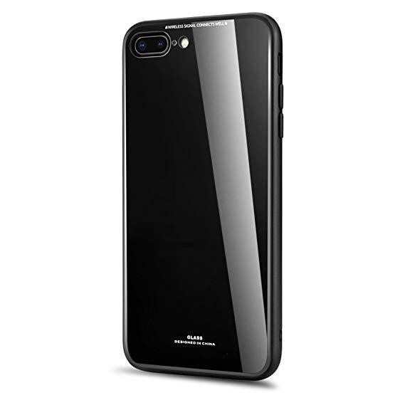 Husa Samsung Galaxy S7 Edge, MyStyle Back Glass, husa cu sticla securizata pe spate de culoare neagra