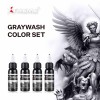 Set 4 Tusuri Tatuaj Gri Xtreme GrayWash, 4x30ml, Vegan, Sterilizat - Extra Light, Light, Medium, Dark Graywash