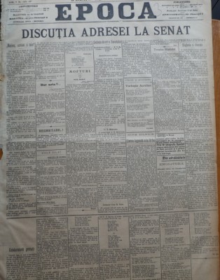 Ziarul Epoca, 9 Decembrie 1899 ; Discutia adresei la Senat foto