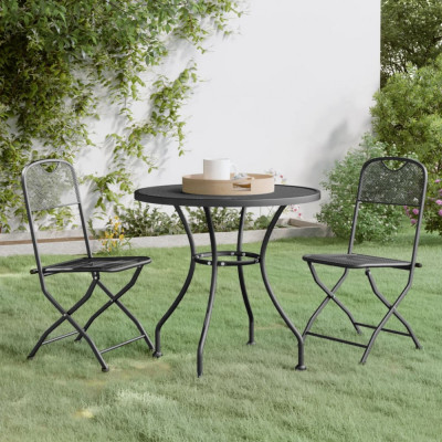 vidaXL Set mobilier grădină 3 piese antracit plasă metalică expandată foto