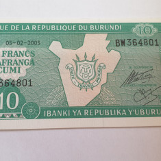 bancnota burundi 10 f 2005