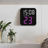 Ceas de masa, cu lumina led mov, incarcare USB, alarme, calendar, temperatura, functie snooze, mod de noapte, dimensiuni 11 X 10 X 4 cm, negru/mov