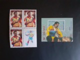2001 - Hagi - 17 ani sub tricolor - bloc de 3 timbre + vigneta + colita nedantelata - LP1548 + LP1549