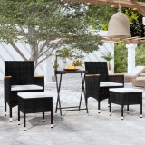 vidaXL Set mobilier bistro grădină 5 piese, negru, poliratan și sticlă 3058394