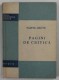 PAGINI DE CRITICA de SAINTE - BEUVE , 1958, PREZINTA SUBLINIERI