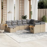 vidaXL Set canapele de grădină cu perne, 10 piese, bej, poliratan 3259560