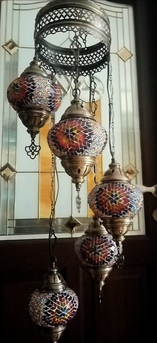Elegant lampadar în stil oriental cu sticle mozaic lucrate integral manual  | Okazii.ro