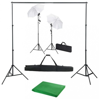 vidaXL Kit studio foto cu fundal, lămpi și umbrele 3055084 foto