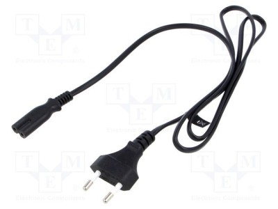 Cablu CEE 7/16 2x0,5mm2 cu mufă IEC C7 mamă 1,2m negru POS foto