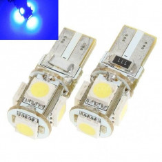 Led auto ALBASTRU T10 5 SMD Canbus foto