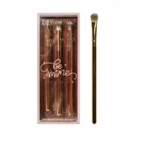 Set 3 pensule de machiaj, flippy, portabile, pentru fard de ochi, din par sintetic moale, auriu, 16.5x6.5x1.6 cm
