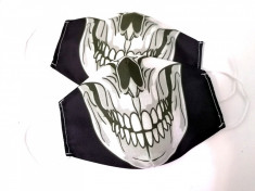 Masca protectie reutilizabila din bumbac cu imprimeu Joker alb/negru, 2 straturi, set 10 buc., ACD508 foto