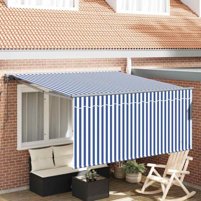 Cortina Retractabilă Manual Albastru și antracit 350 x 250 cm