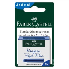 Set Rezerve Stilou, Faber-Castell, Standard, Cerneală Royal Blue, 18 Bucăți, Rescriptibile