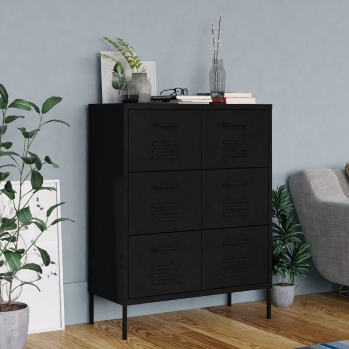 Gossi dulap cu sertare, negru, 80x35x101,5 cm, otel
