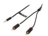 Cablu Jack 3,5mm la RCA x2, 5m, Aurit, Negru, Vention