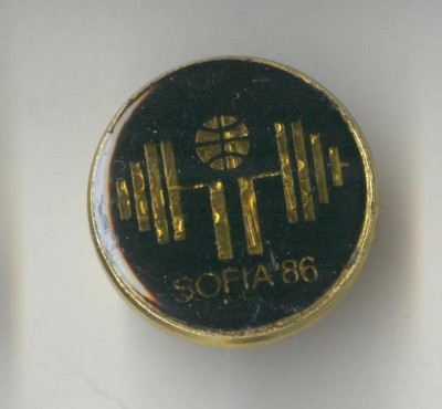 Insigna Sport - HALTERE - Concurs International - competitie sportiva Sofia 1986 foto