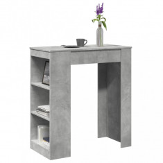 Masa de bar cu rafturi gri beton 95x47x103,5 cm lemn prelucrat