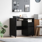 VidaXL Birou Negru din Stejar Stejar Negru Lemn prelucrat, Metal Mediu