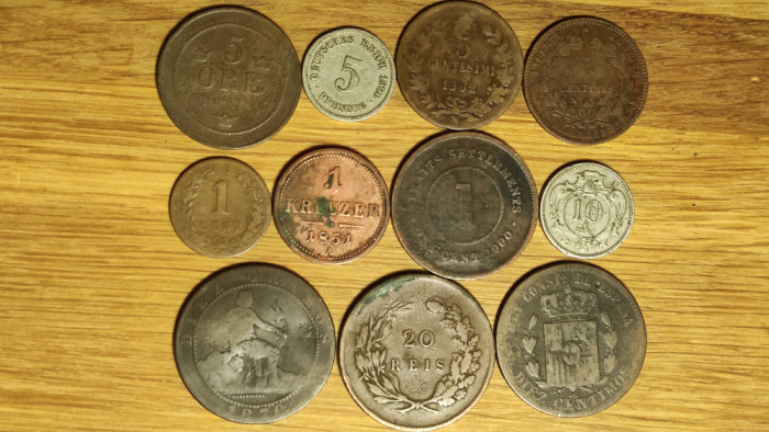 Start colectie 4 incepatori- 11 monede diferite secolul 19 - starea din imagini