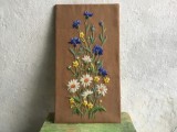 Arta / design / vintage - Tablou goblen / cusatura flori de camp model deosebit vintage !