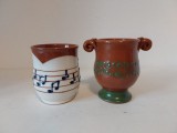 Lot 2 cani ceramice fara toarta, lut, trofee festival muzica Lira 2016 si 2014