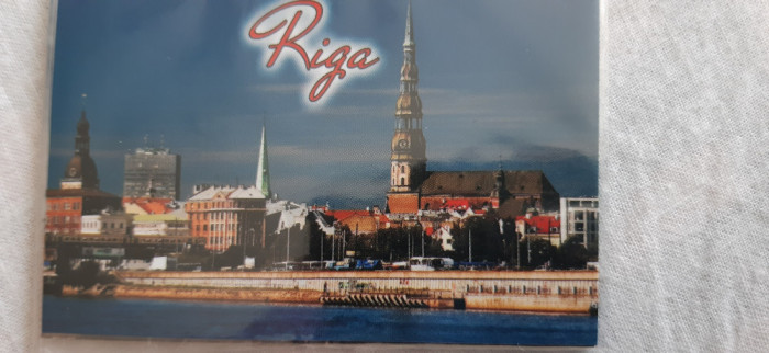 XG Magnet frigider - tematica turistica - Letonia - Riga -noaptea