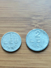 Moneda Romania 1 leu si 2 lei 1951 foto