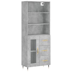 Dulap inalt, gri beton, 69,5x34x180, lemn compozit